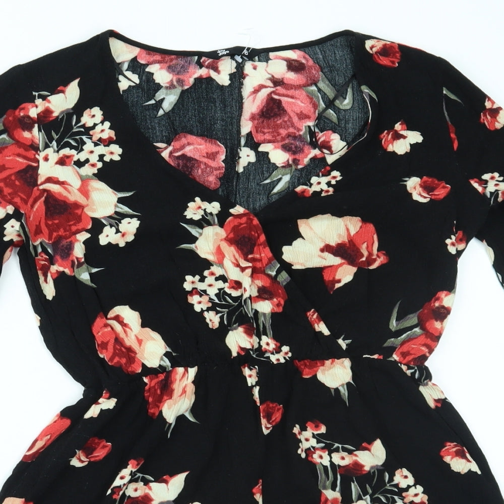 Jay Jays Womens Black Floral  Romper One-Piece Size 8