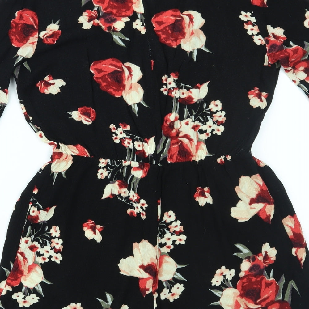 Jay Jays Womens Black Floral  Romper One-Piece Size 8