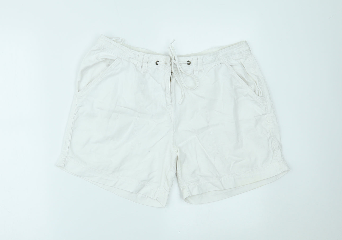 George Womens White  Denim Hot Pants Shorts Size 14