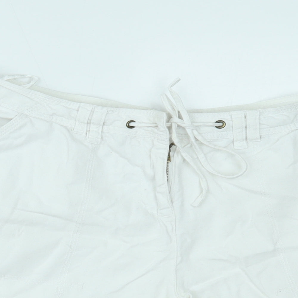 George Womens White  Denim Hot Pants Shorts Size 14