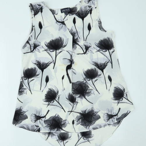 Saloos Womens White Floral  Basic Tank Size 14