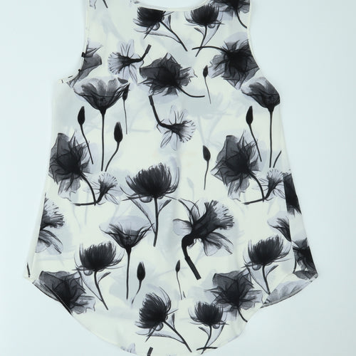 Saloos Womens White Floral  Basic Tank Size 14