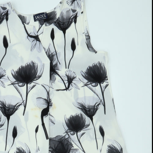 Saloos Womens White Floral  Basic Tank Size 14