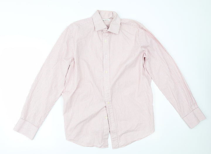 Kenneth Cole Mens Pink Striped Button-Up Size 15