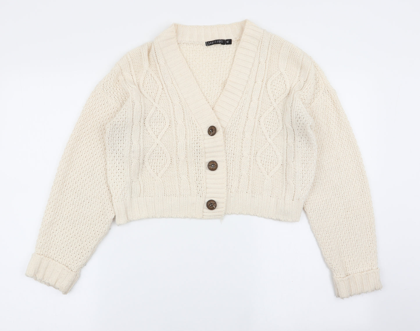 I SAW IT FIRST Womens Ivory   Cardigan Jumper Size M