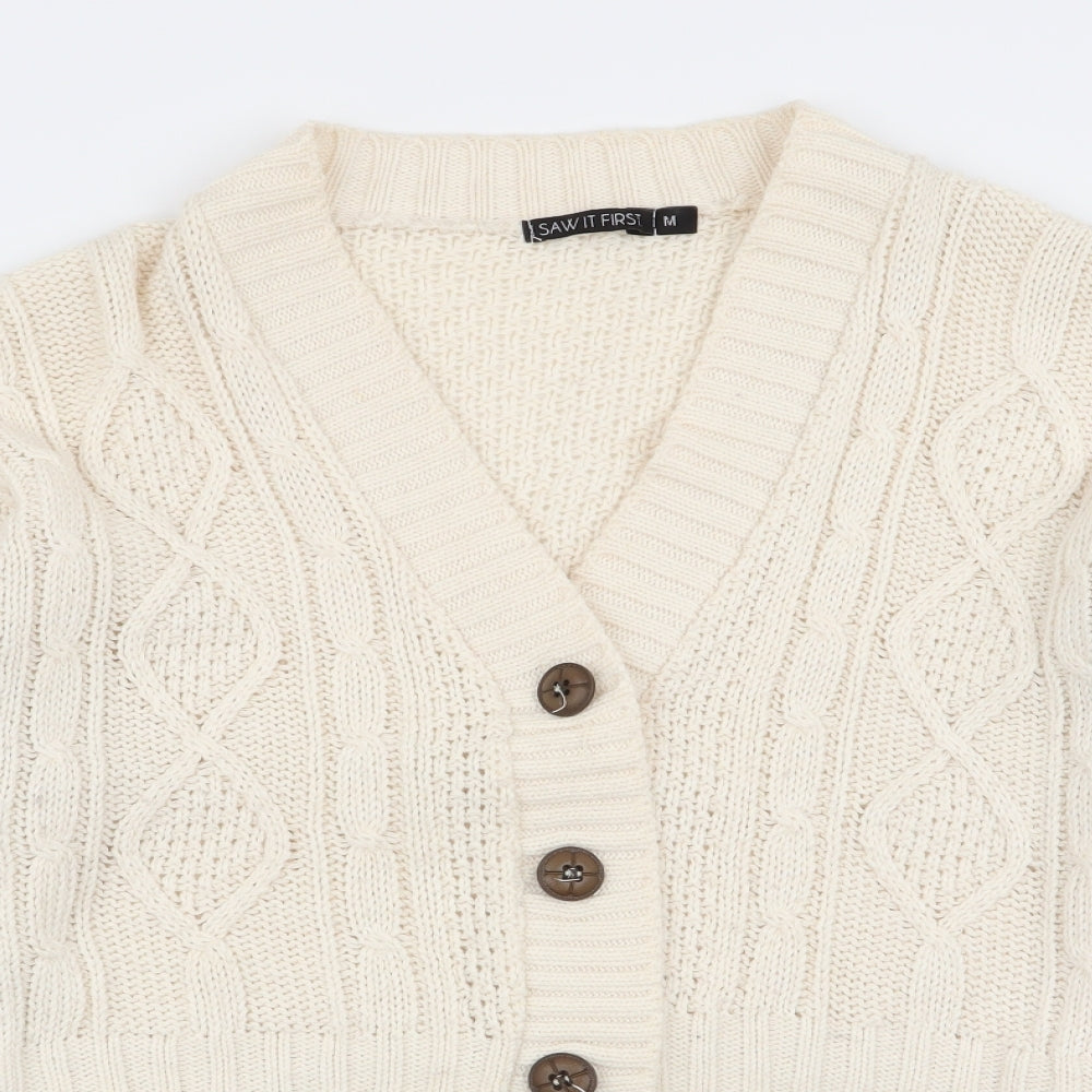 I SAW IT FIRST Womens Ivory   Cardigan Jumper Size M