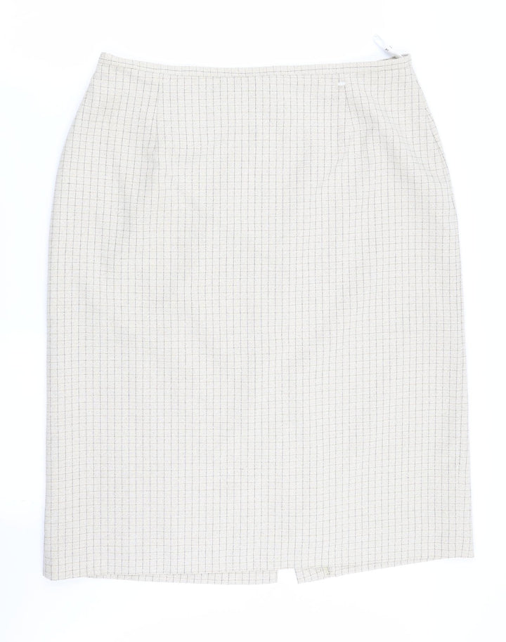 Klass Womens Beige Check A-Line Skirt Size 18