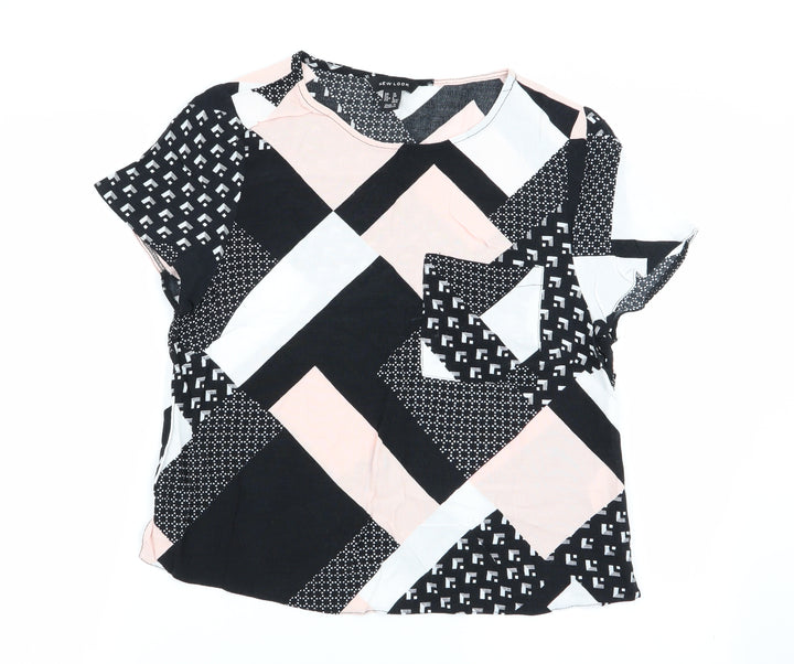 New Look Womens Multicoloured Geometric Basic Blouse Size 10