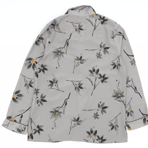 TU Womens Grey Floral  Basic Button-Up Size 8