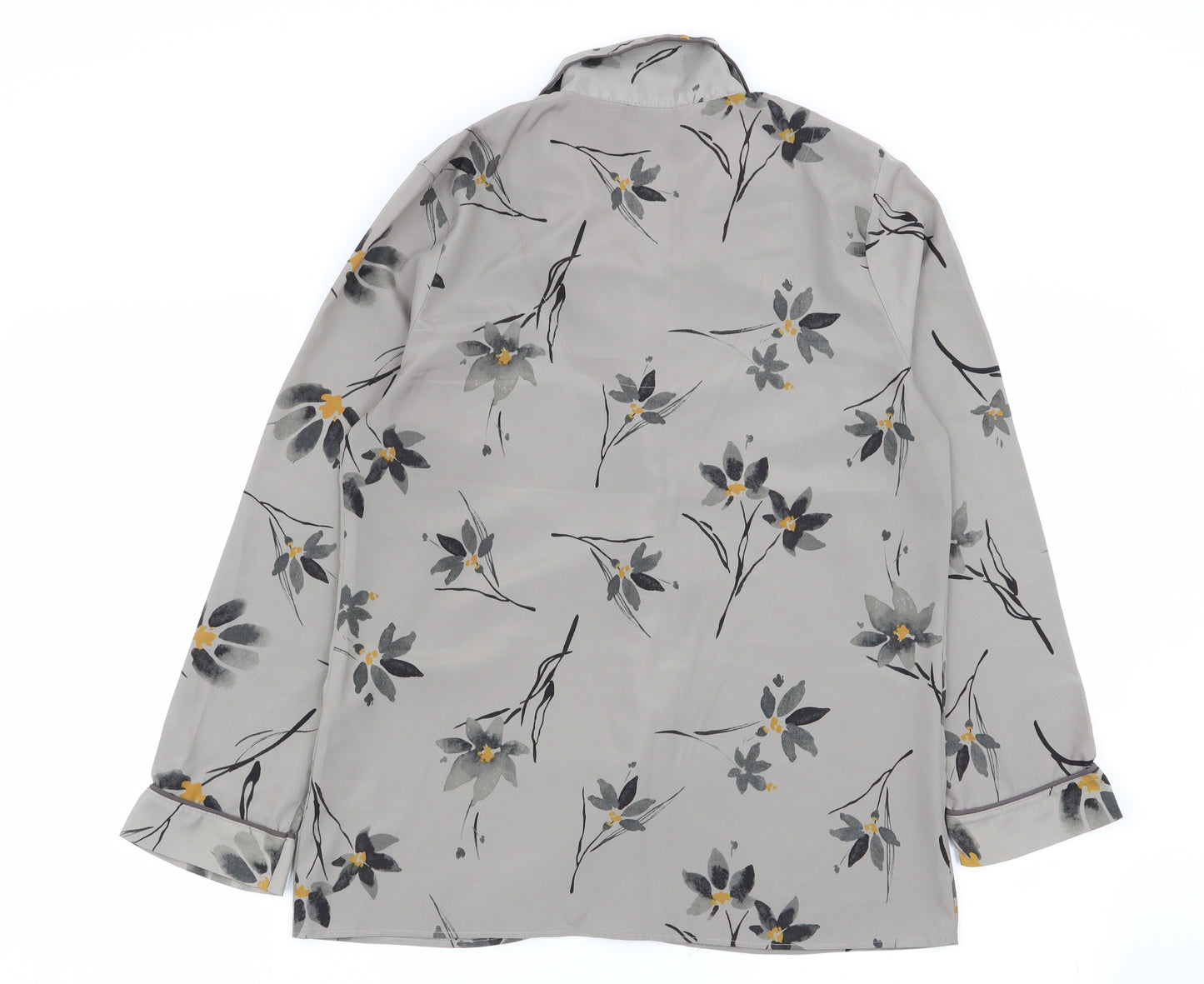 TU Womens Grey Floral  Basic Button-Up Size 8