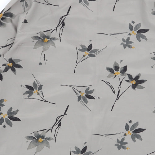 TU Womens Grey Floral  Basic Button-Up Size 8