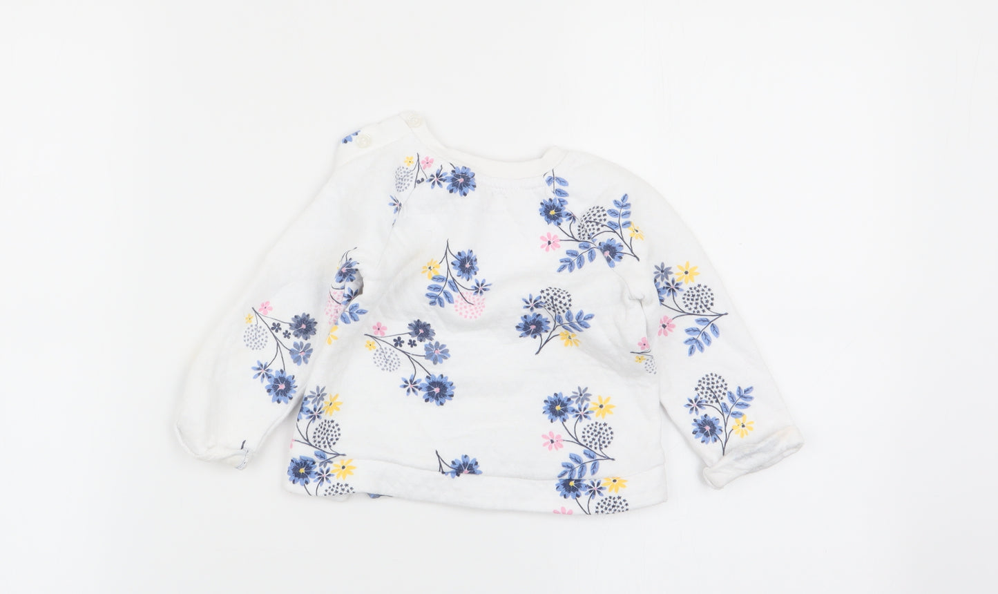 Nutmeg Girls White Floral  Pullover Jumper Size 6-9 Months