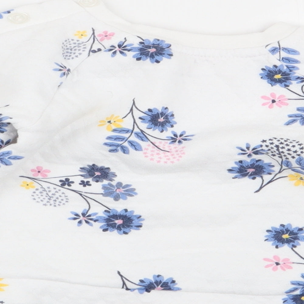 Nutmeg Girls White Floral  Pullover Jumper Size 6-9 Months