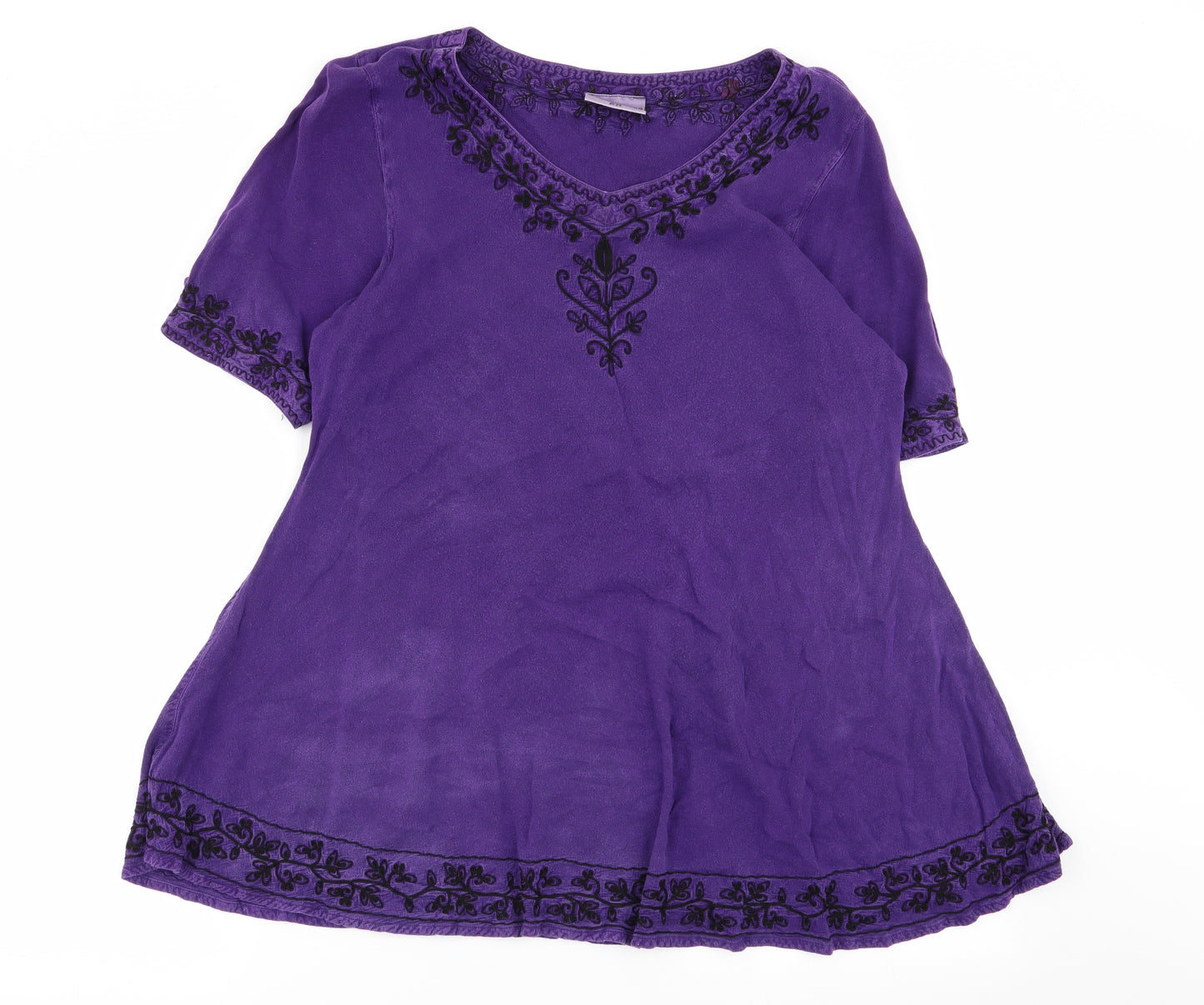 HolyClothing Womens Purple Floral  Basic T-Shirt Size 2XL