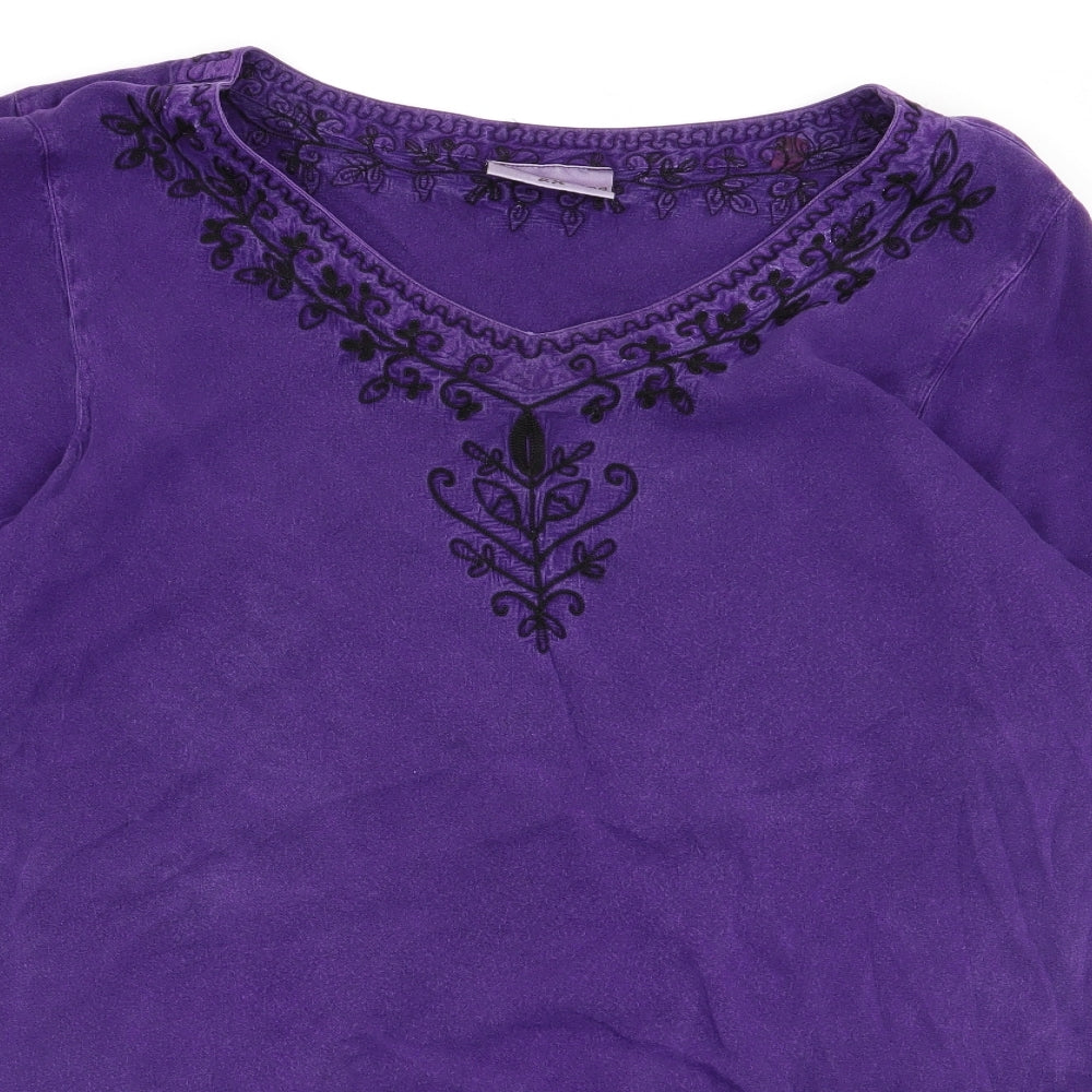 HolyClothing Womens Purple Floral  Basic T-Shirt Size 2XL
