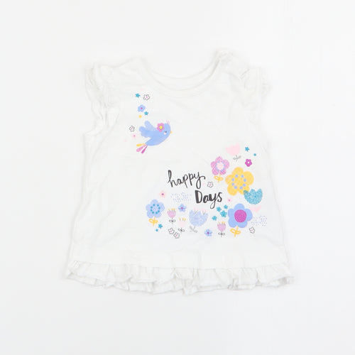 Nutmeg Girls White   Basic Tank Size 3-6 Months
