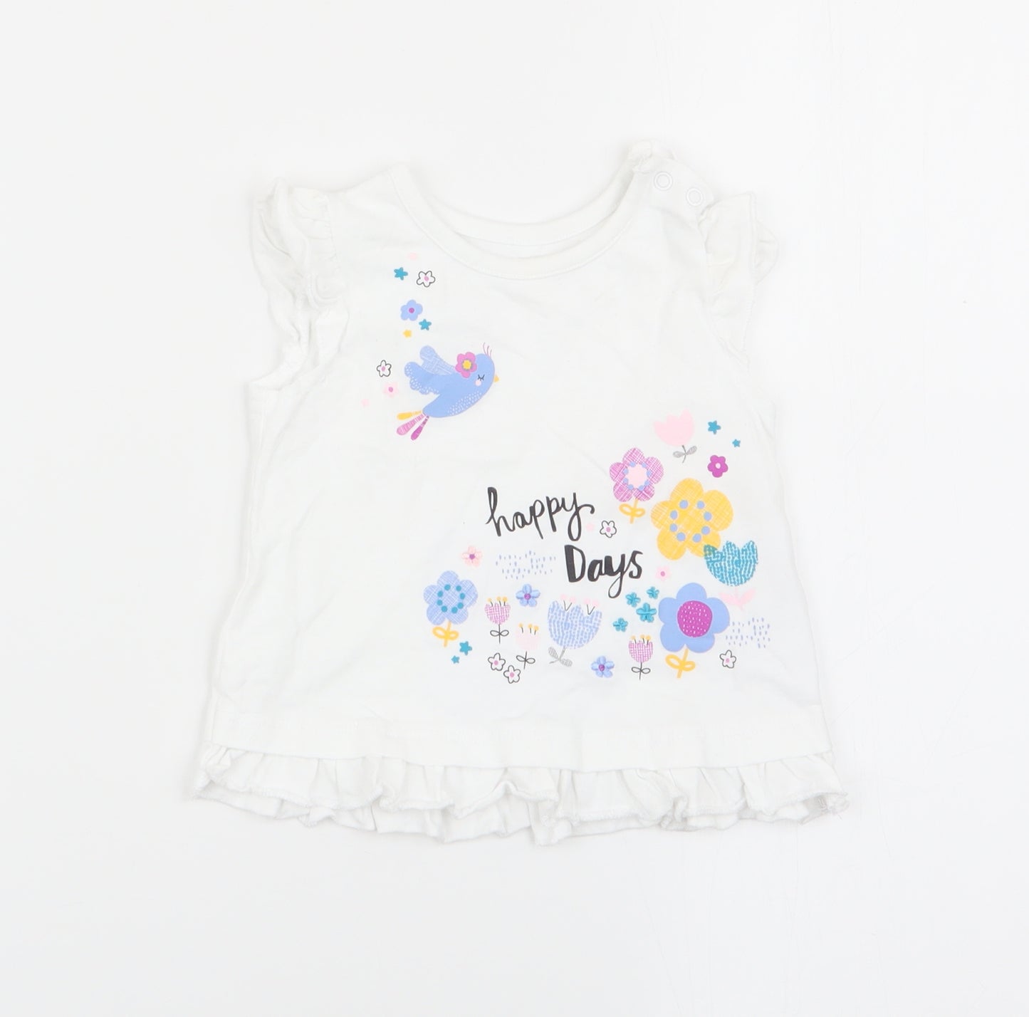 Nutmeg Girls White   Basic Tank Size 3-6 Months