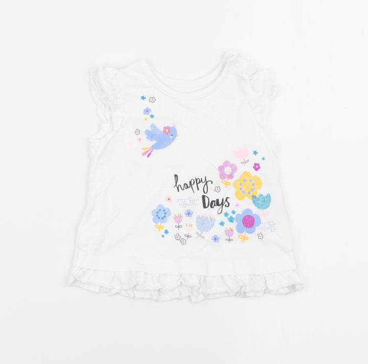 Nutmeg Girls White   Basic Tank Size 3-6 Months