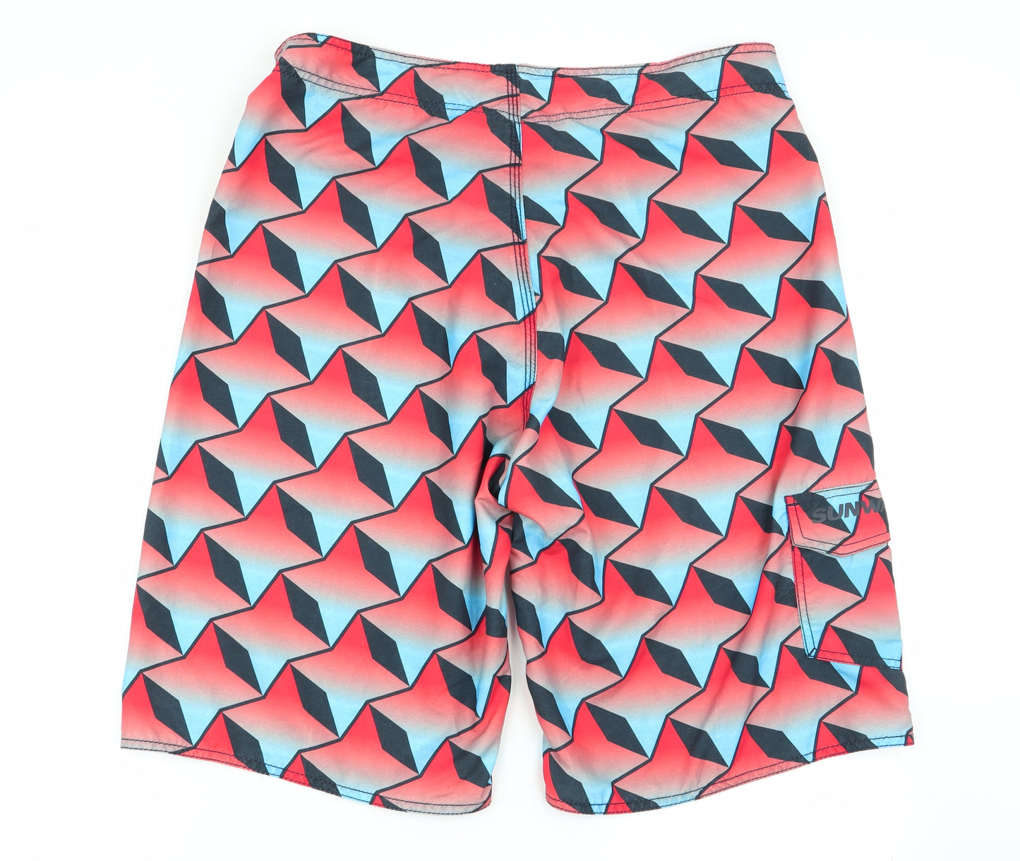 sunwave Mens Multicoloured Geometric  Cargo Shorts Size 34 in