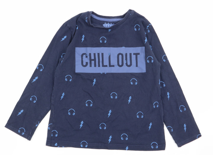 bluezoo Boys Blue Geometric   Pyjama Top Size 7-8 Years