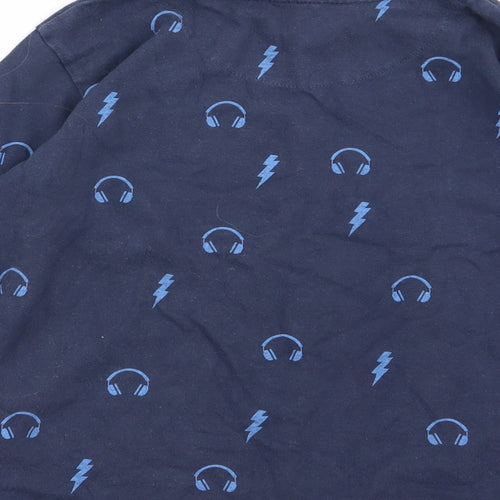 bluezoo Boys Blue Geometric   Pyjama Top Size 7-8 Years