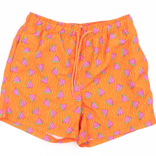 Primark Mens Orange Geometric  Sweat Shorts Size XS - Stretch waistband/swim shorts