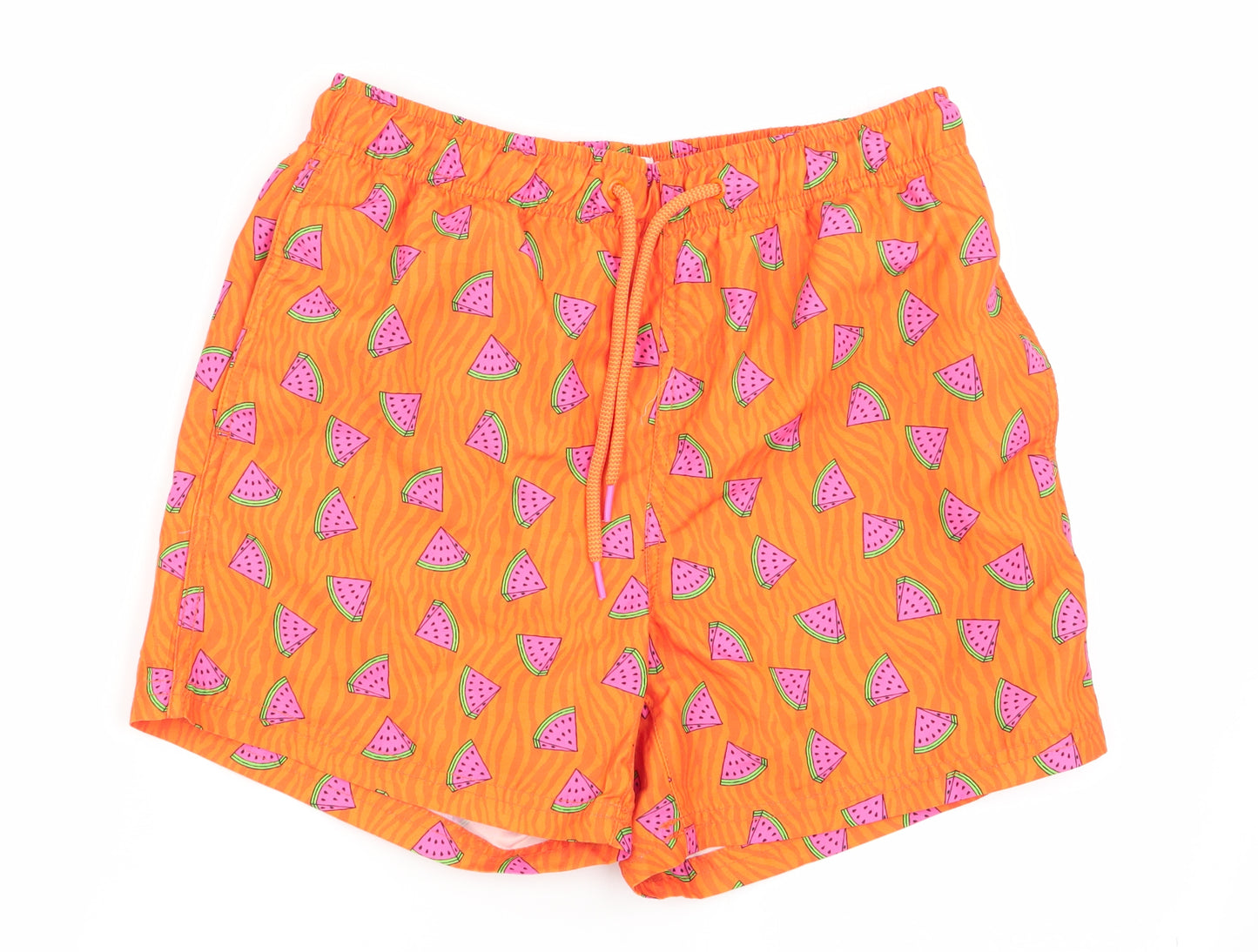 Primark Mens Orange Geometric  Sweat Shorts Size XS - Stretch waistband/swim shorts
