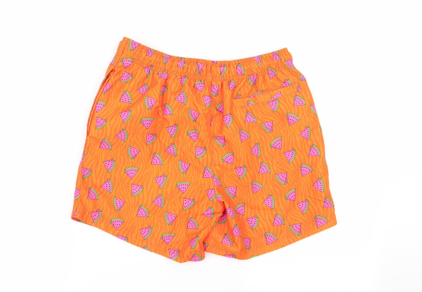 Primark Mens Orange Geometric  Sweat Shorts Size XS - Stretch waistband/swim shorts