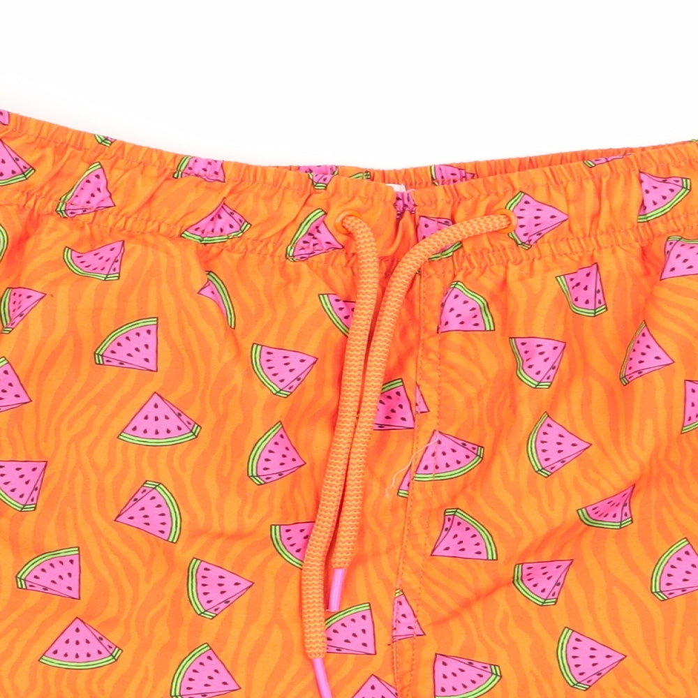 Primark Mens Orange Geometric  Sweat Shorts Size XS - Stretch waistband/swim shorts