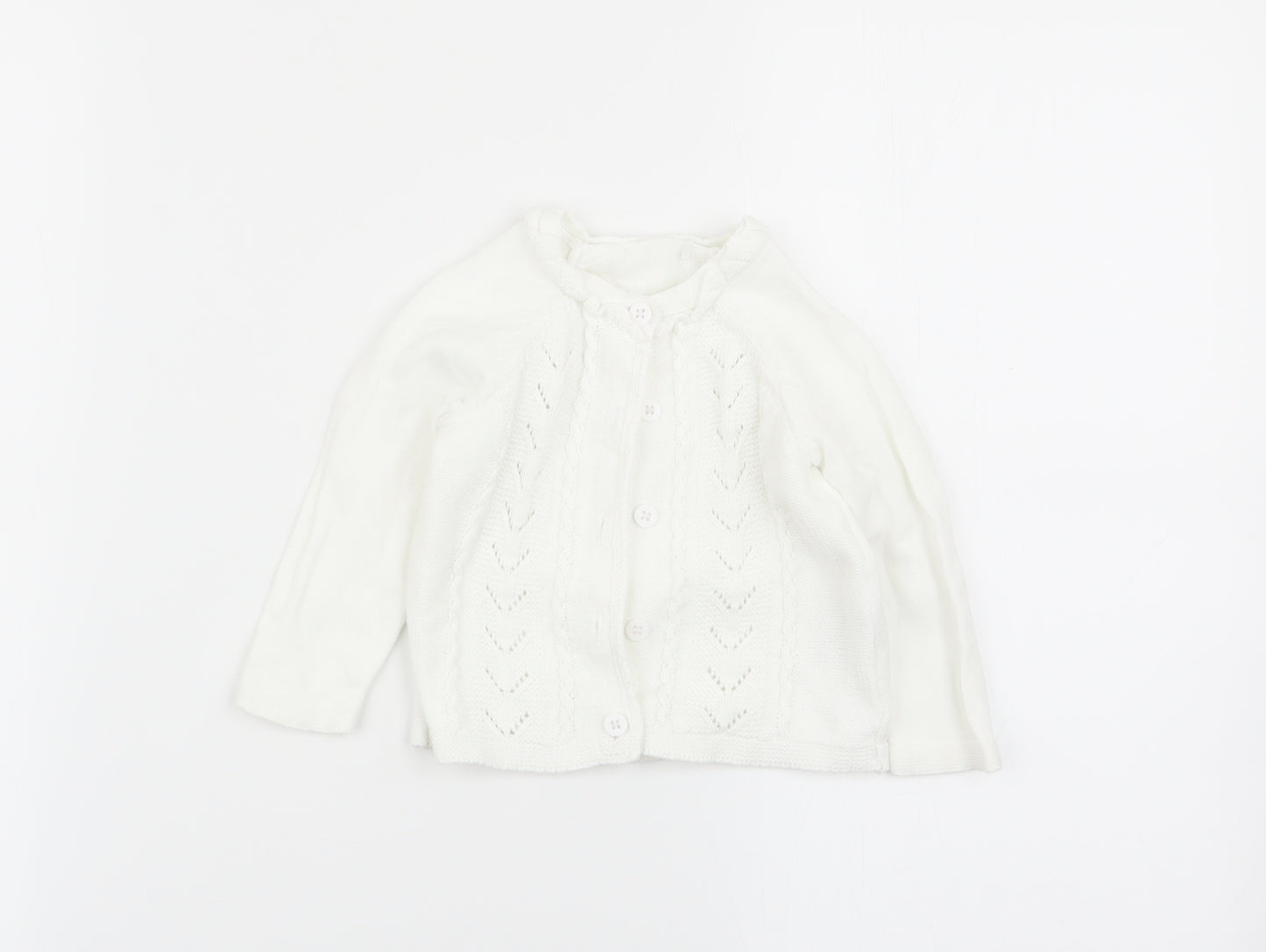 m Girls White   Cardigan Jumper Size 6-9 Months
