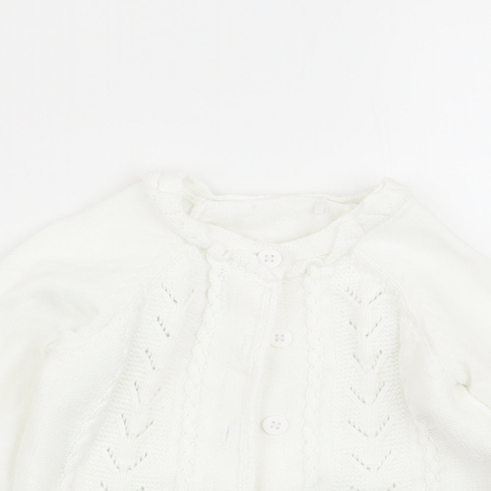 m Girls White   Cardigan Jumper Size 6-9 Months