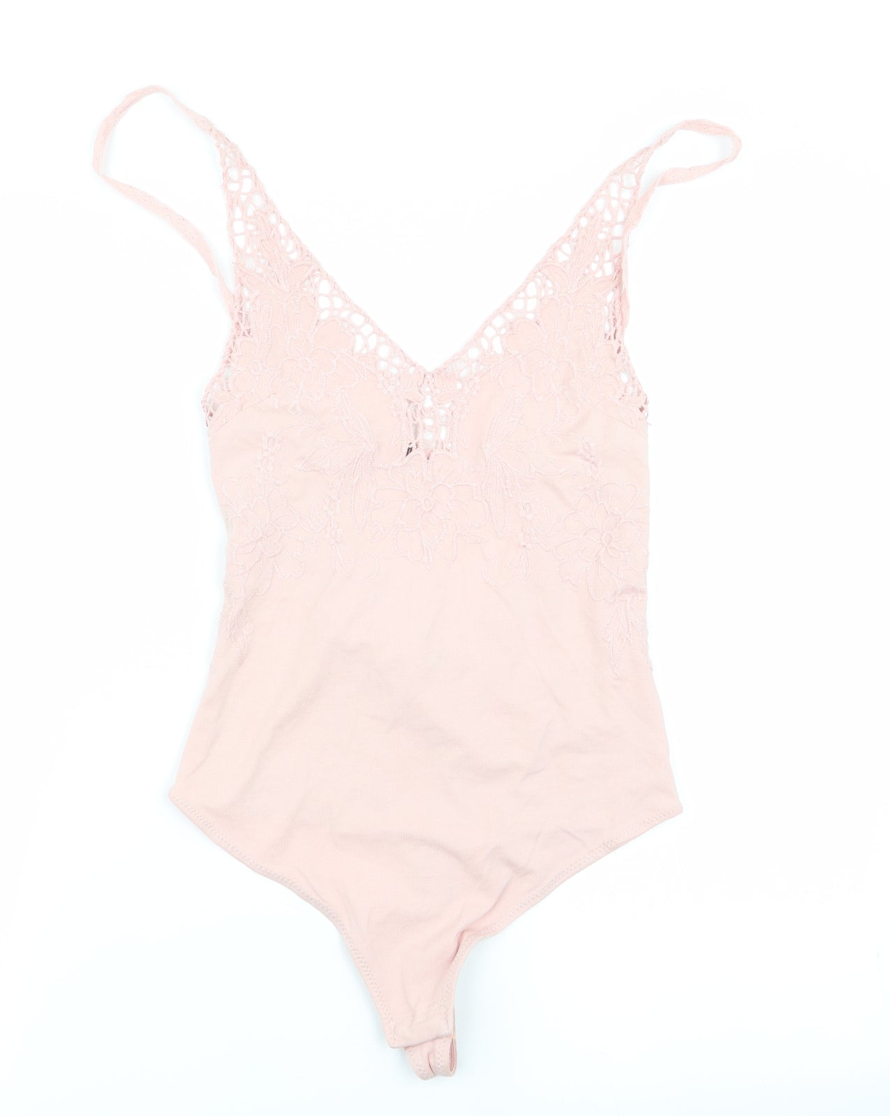 Preworn Womens Pink Floral  Bodysuit One-Piece Size S