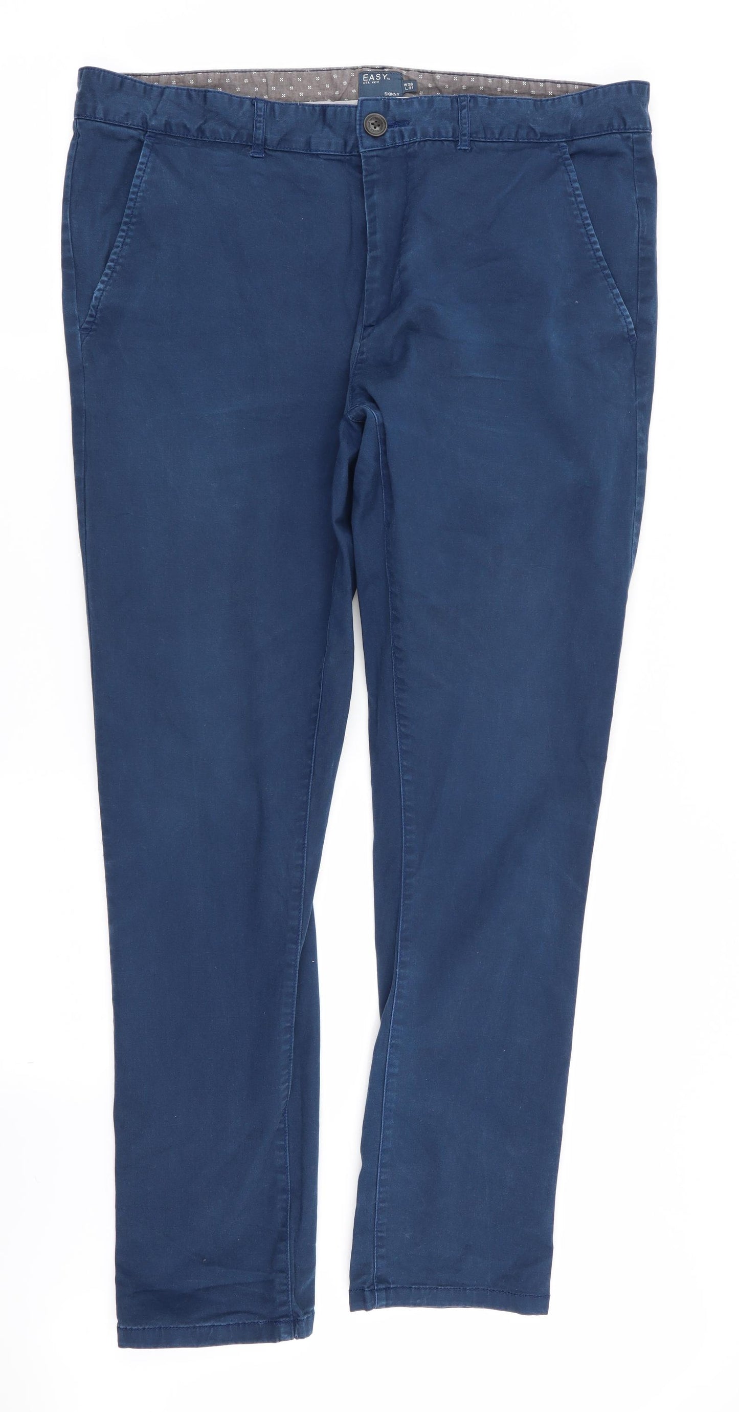 Easy Mens Blue   Chino Trousers Size 36 in L31 in