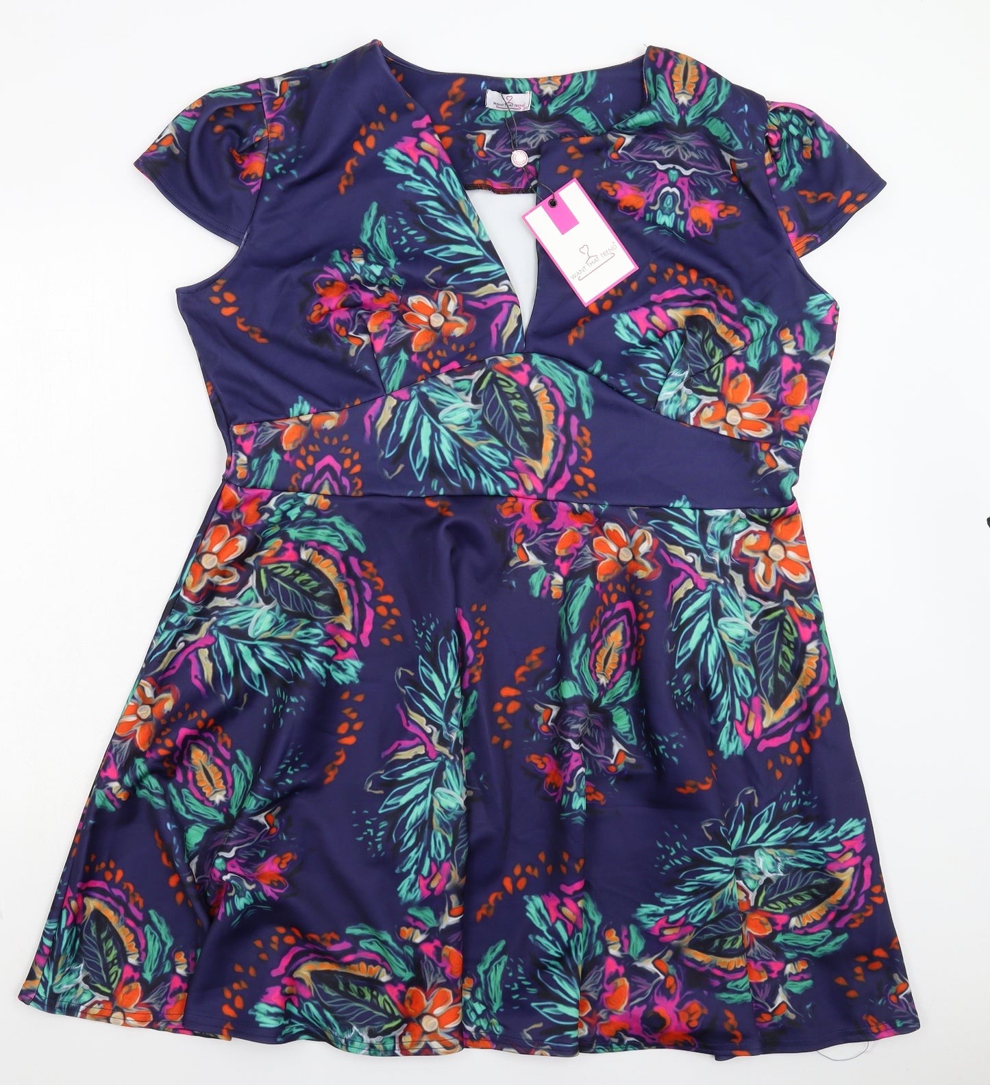 Want That Trend Womens Purple Floral  Fit & Flare  Size 24