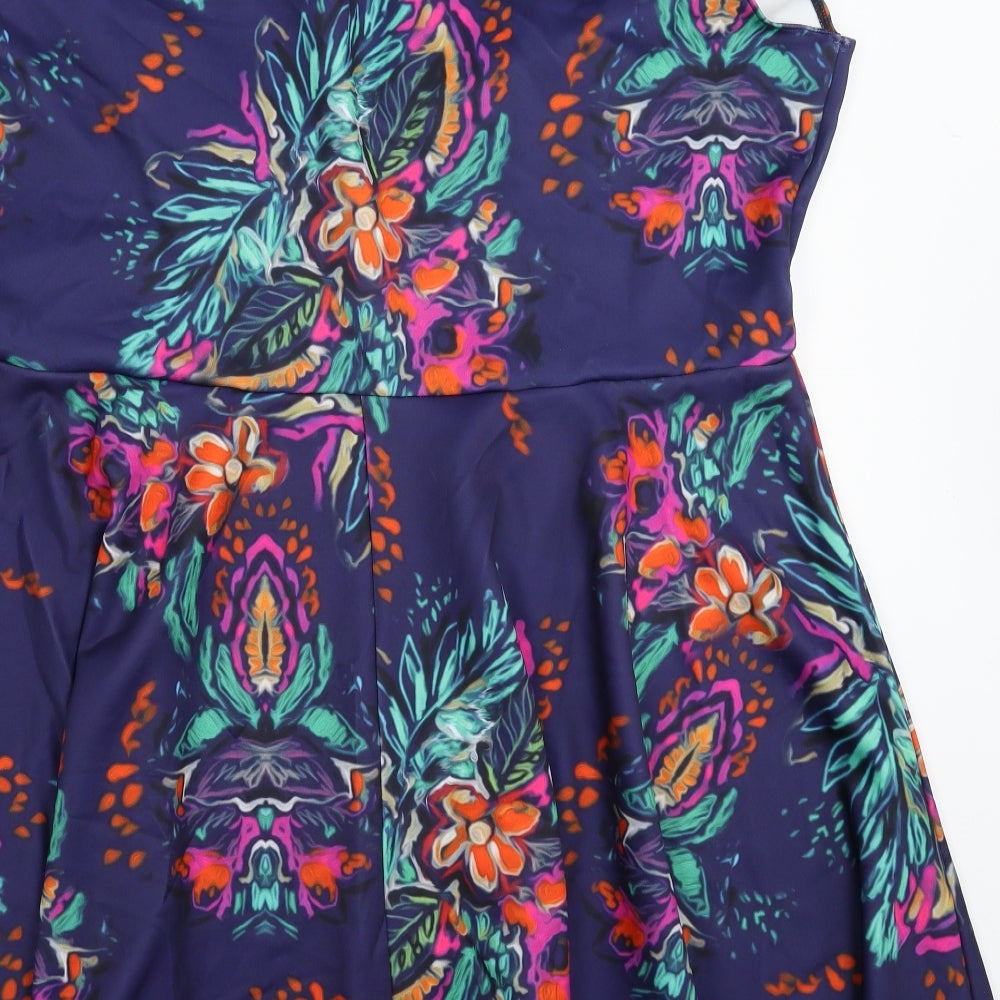 Want That Trend Womens Purple Floral  Fit & Flare  Size 24