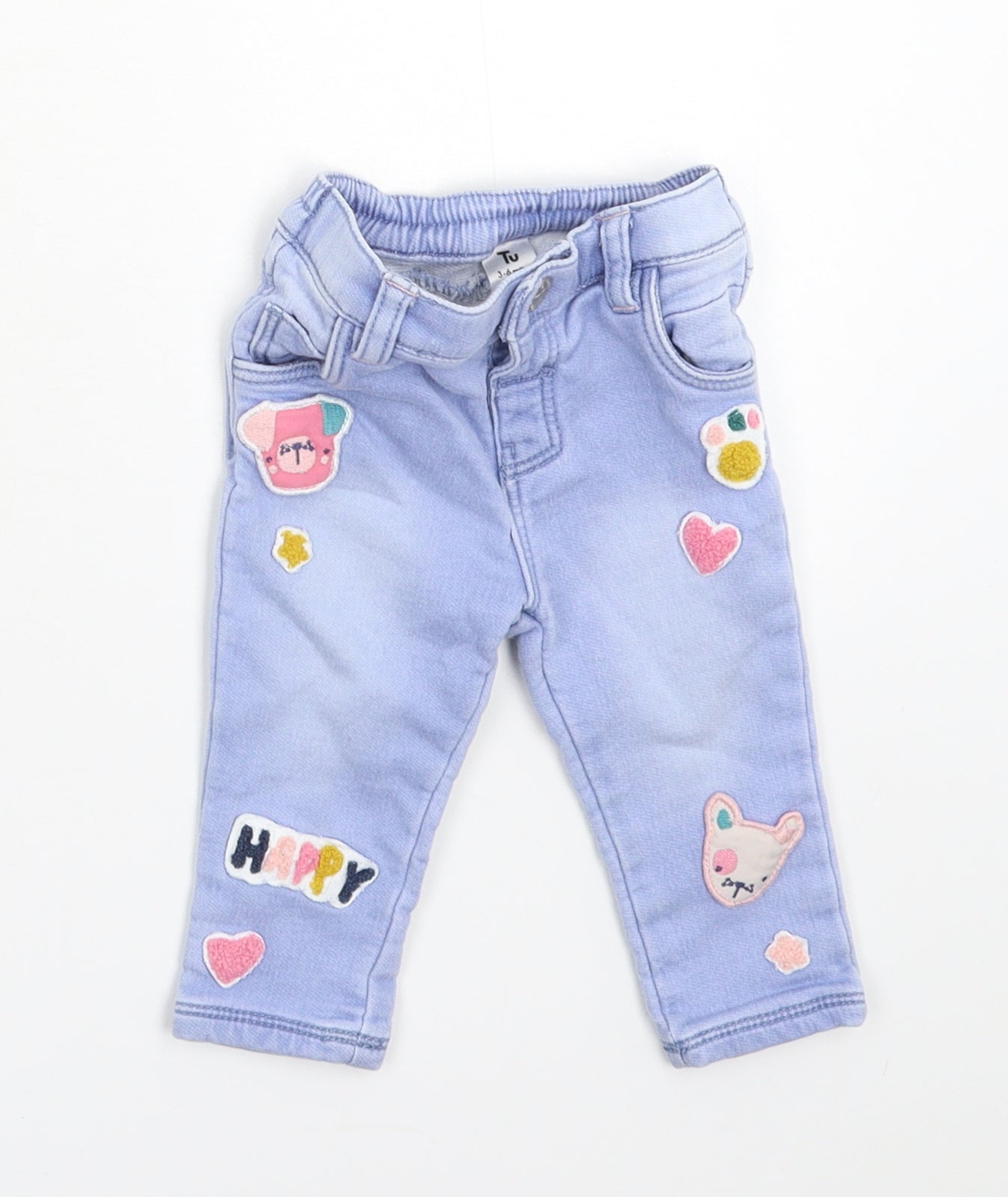 TU Girls Blue  Denim Capri Jeans Size 3-6 Months