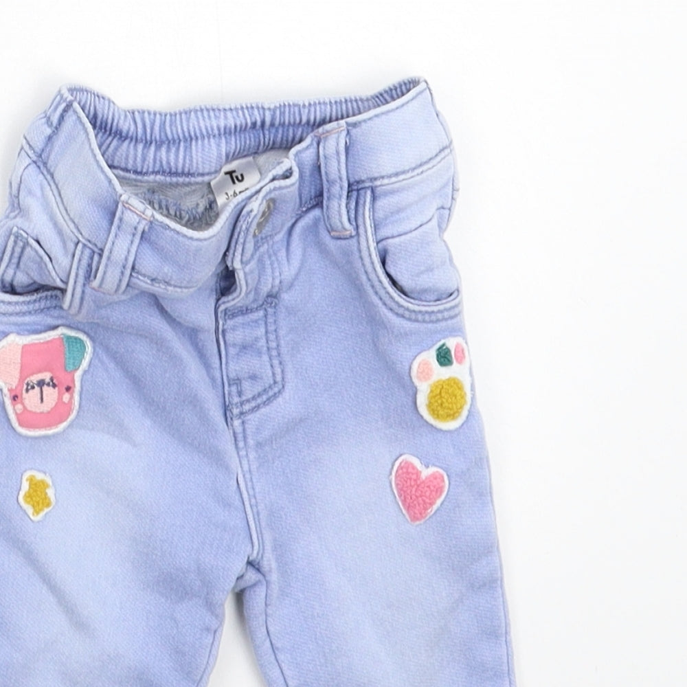 TU Girls Blue  Denim Capri Jeans Size 3-6 Months