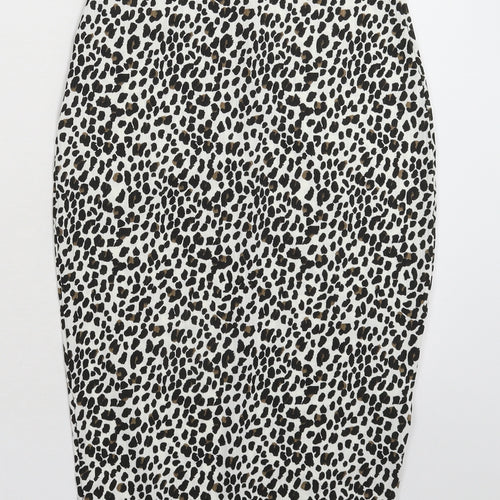 PRETTYLITTLETHING Womens White Animal Print  Straight & Pencil Skirt Size 6