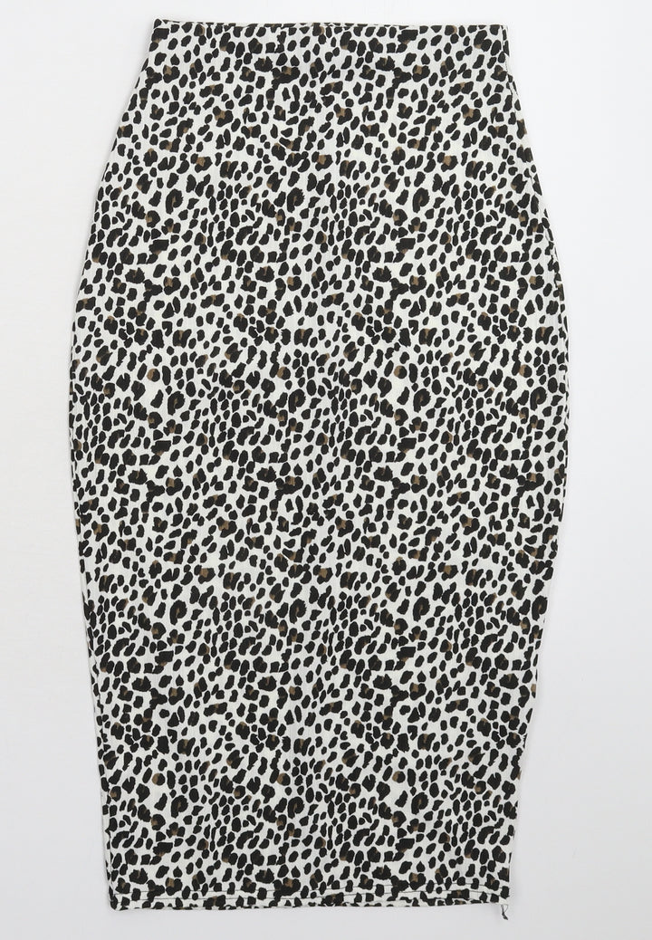 PRETTYLITTLETHING Womens White Animal Print  Straight & Pencil Skirt Size 6
