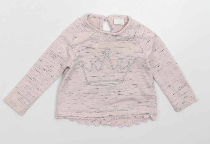 F&F Girls Pink Pullover Jumper Size 6-9 Months