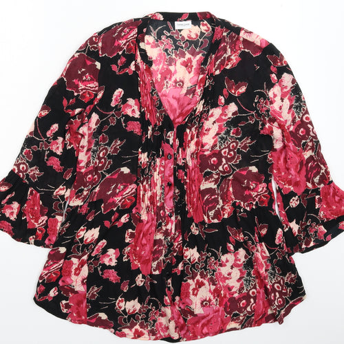Together Womens Multicoloured Floral  Basic Button-Up Size 10