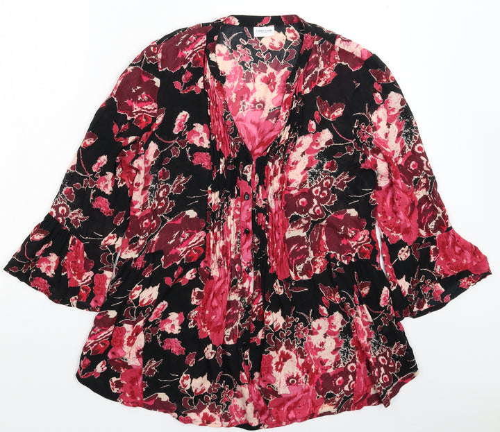 Together Womens Multicoloured Floral  Basic Button-Up Size 10