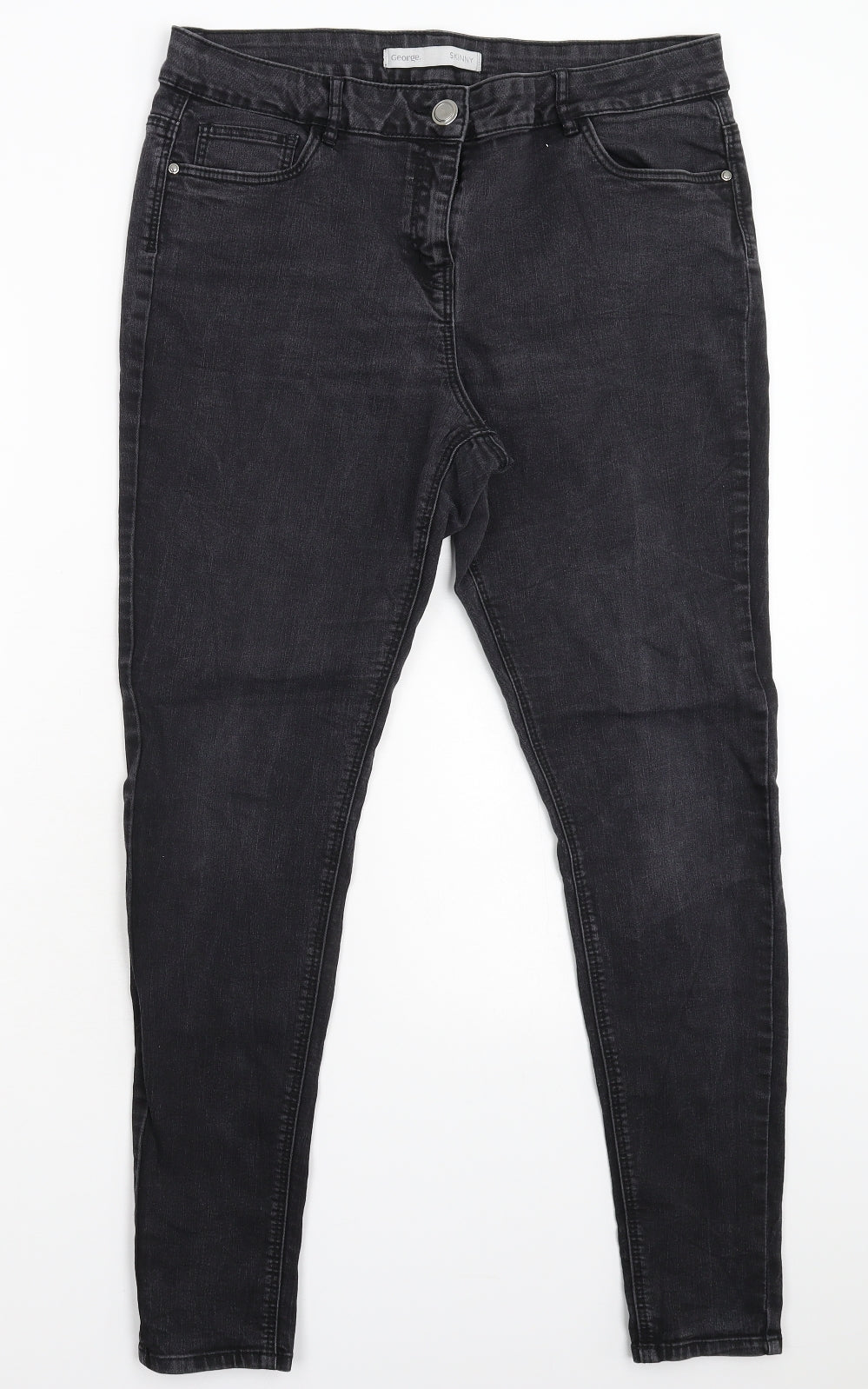 George Womens Black  Denim Skinny Jeans Size 16 L28 in