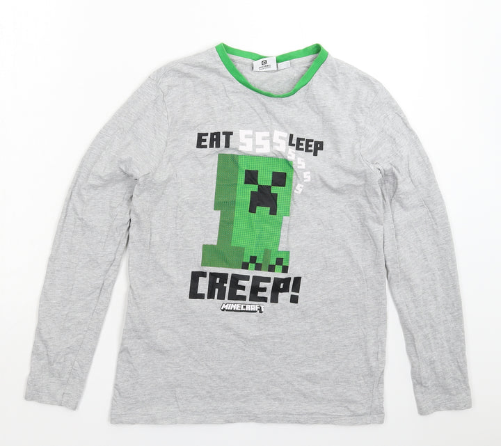 Primark Boys Grey   Basic T-Shirt Size 14-15 Years  - Minecraft