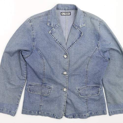 WOLF BLAT Womens Blue  Denim Jacket Blazer Size M