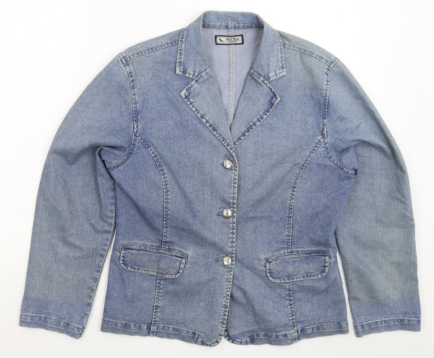 WOLF BLAT Womens Blue  Denim Jacket Blazer Size M