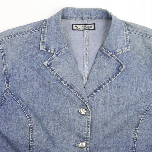 WOLF BLAT Womens Blue  Denim Jacket Blazer Size M