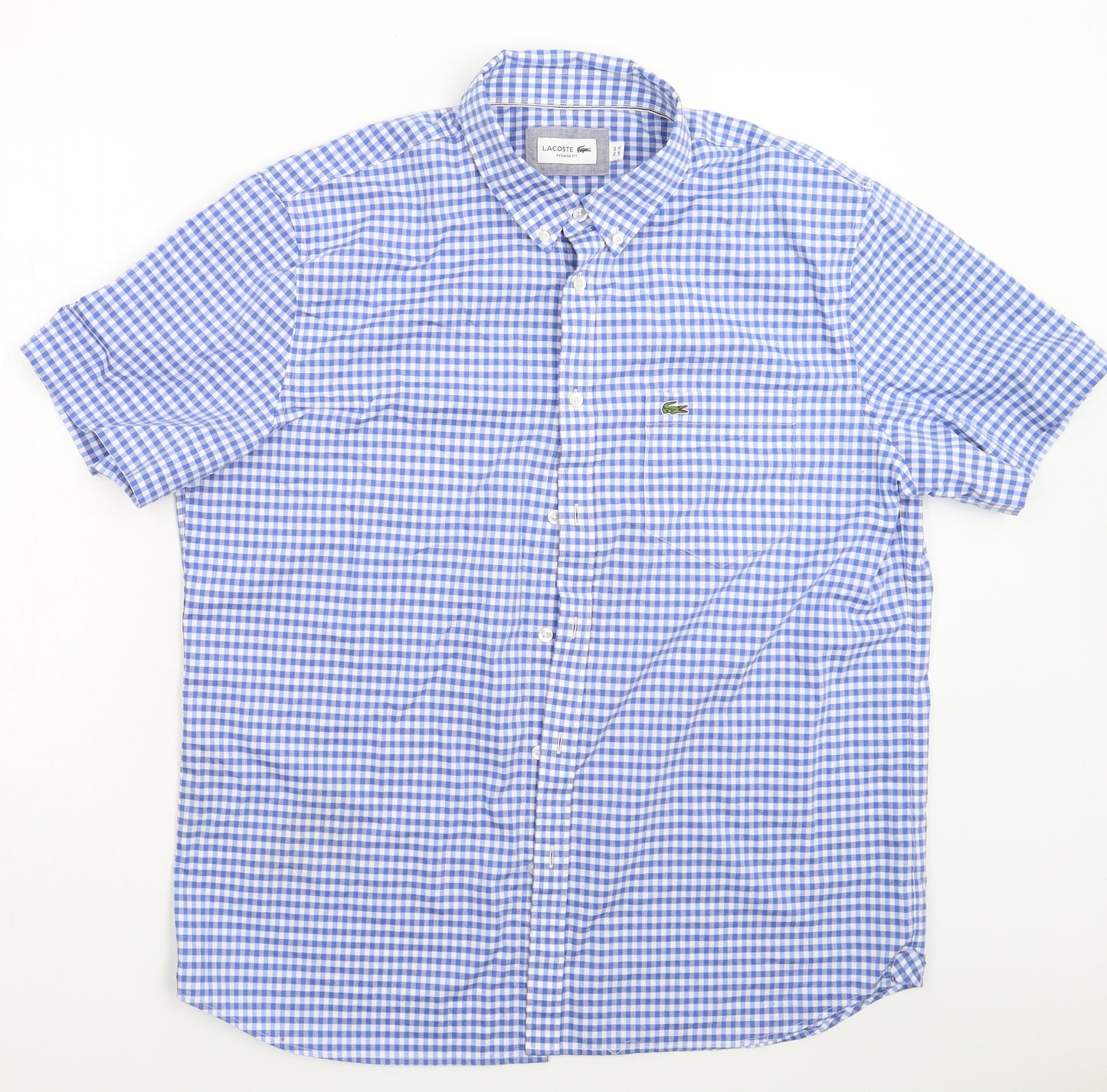 Lacoste Mens Blue Check   Dress Shirt Size XL
