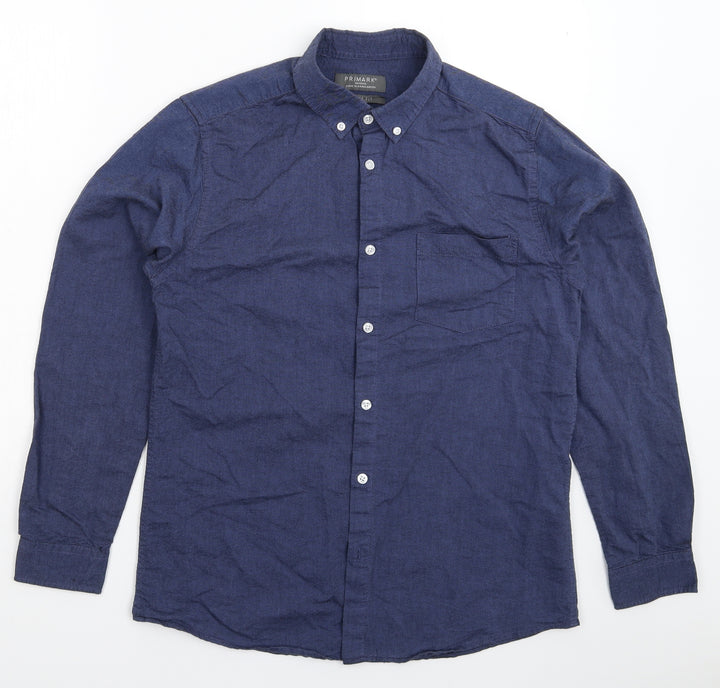 Primark Mens Blue Button-Up Size M