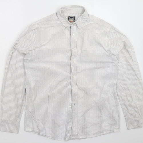 Cedar Wood State Mens Grey Striped   Button-Up Size M